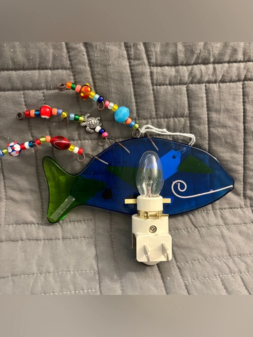 Karen Daniel Fused Glass Sea Fish Night Light Nautical Handmade Abstract